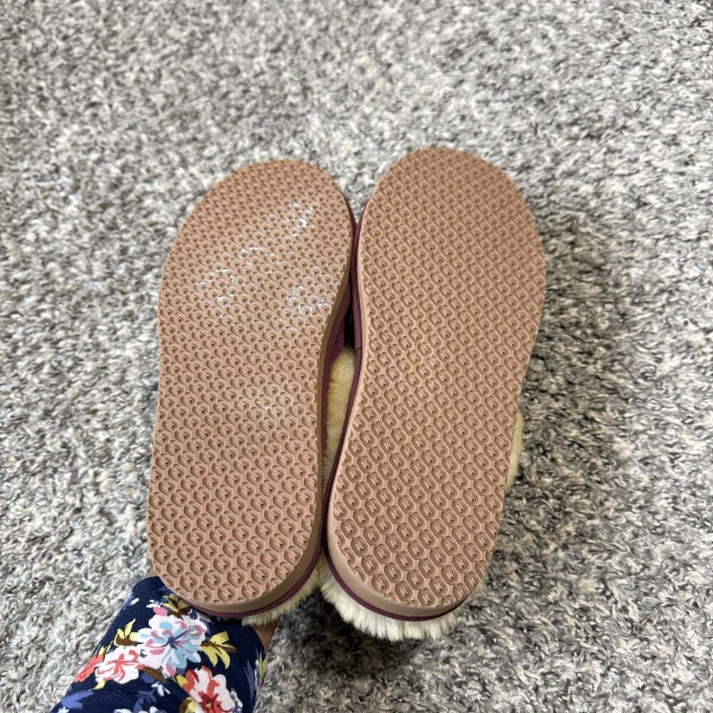L.L.Bean Women's Sherpa Lined Slippers Mule Slip On Shoe Burgundy Size 8 New - Picture 4 of 7